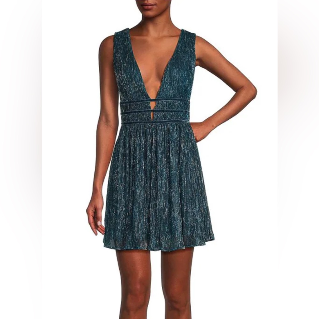 New Lulu Green Blue Green Dress New Year Party Cocktail Sparkle Size Small